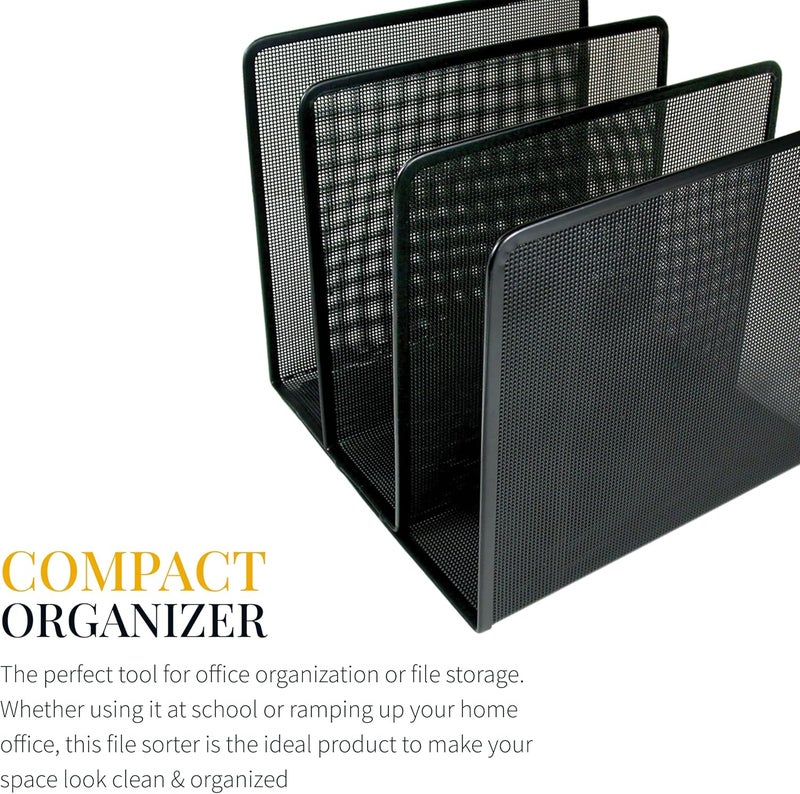 ARTISTIC Contemporary Mesh Metal Desktop File Sorter for Neat and Organized Surfaces in Office, School, and Home, Black - Image 4